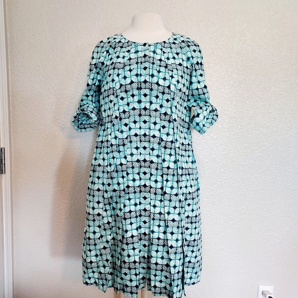 Bobbie Brooks Mint and Black Geometric Midi Dress